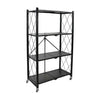 STORAGE RACK FOLDABLE 4 SHELF BLACK, 715X365X1275MM