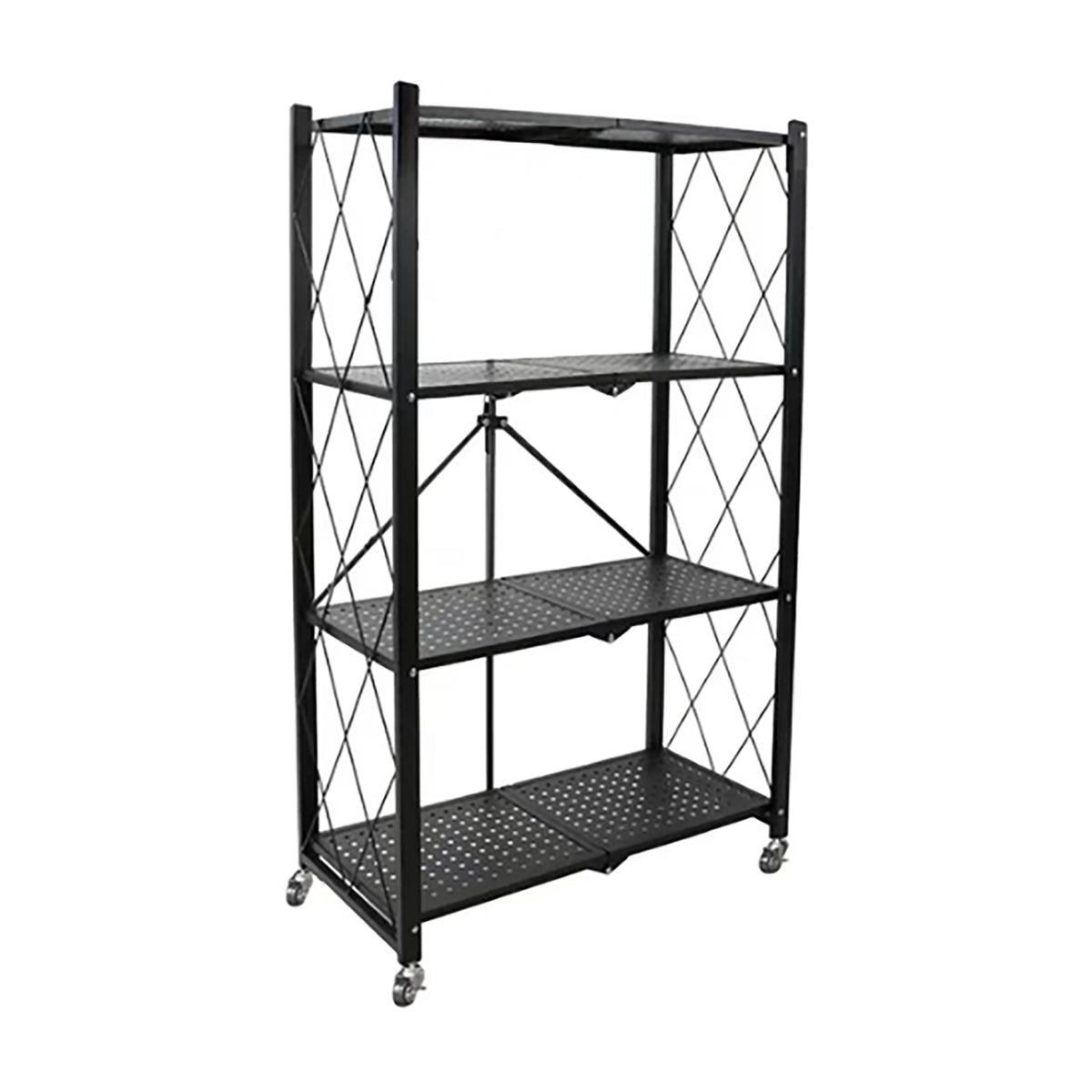 STORAGE RACK FOLDABLE 4 SHELF BLACK, 715X365X1275MM