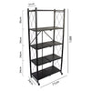 FOLDABLE STORAGE RACK 5 SHELF POWDER COATED BLACK, 715X365X1613MM