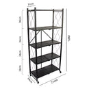 FOLDABLE STORAGE RACK 5 SHELF POWDER COATED BLACK, (715X365X1613MM)