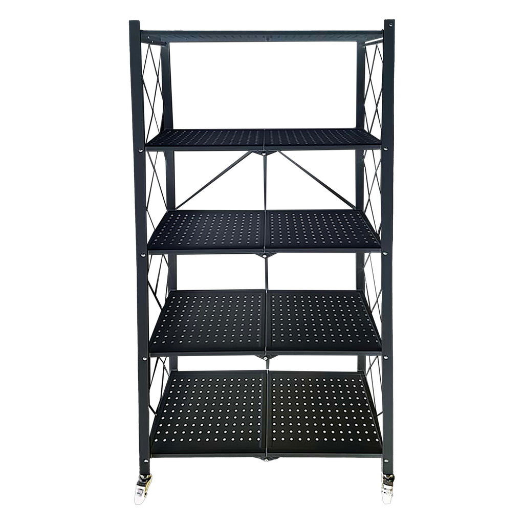 FOLDABLE STORAGE RACK 5 SHELF POWDER COATED BLACK, 715X365X1613MM
