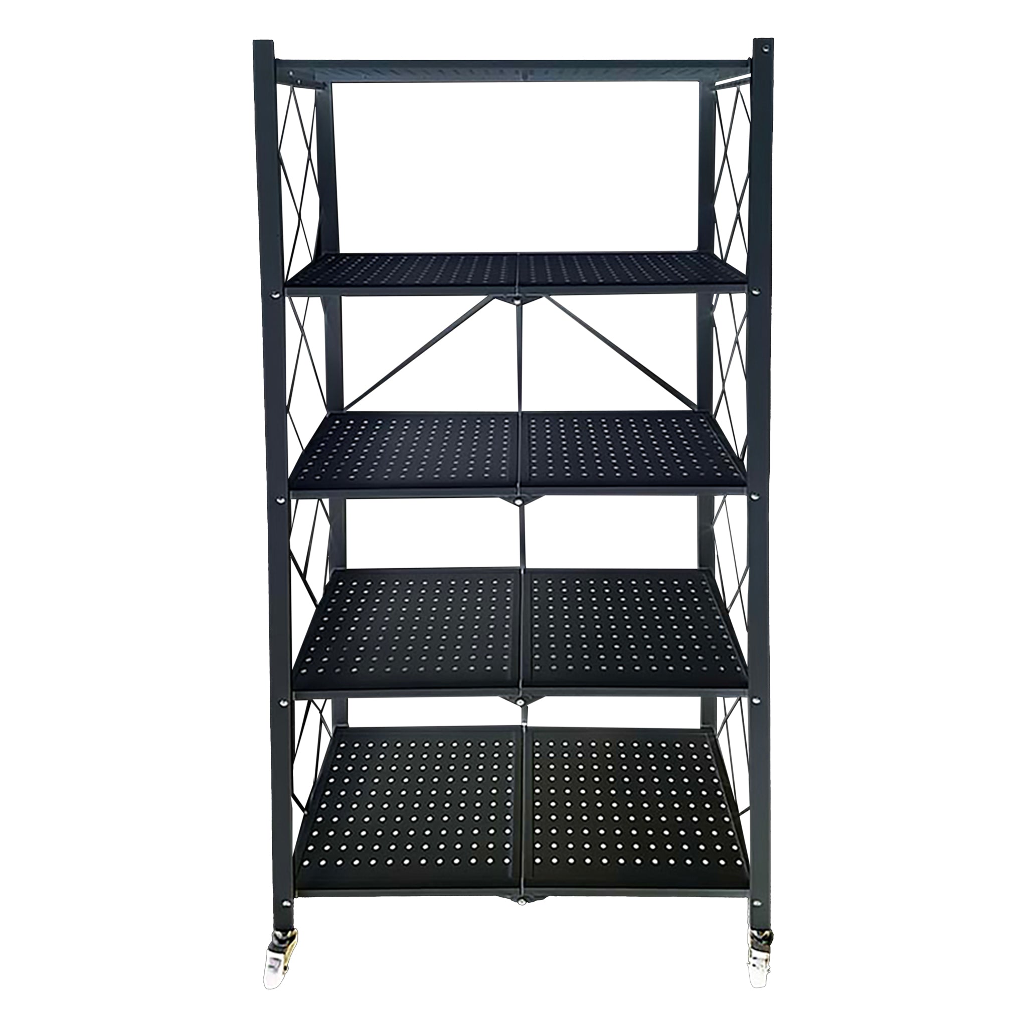 FOLDABLE STORAGE RACK 5 SHELF POWDER COATED BLACK, 715X365X1613MM