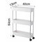 STORAGE RACK 3 SHELF WHITE WITH SWIVEL WHEELS PP PLASTIC AND STAINLESS STEEL, (640X220X400MM)