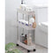 STORAGE RACK 3 SHELF WHITE WITH SWIVEL WHEELS PP PLASTIC AND STAINLESS STEEL, (640X220X400MM)