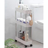 STORAGE RACK 3 SHELF WHITE WITH SWIVEL WHEELS PP PLASTIC AND STAINLESS STEEL, (640X220X400MM)
