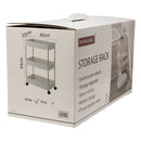 STORAGE RACK 3 SHELF WHITE WITH SWIVEL WHEELS PP PLASTIC AND STAINLESS STEEL, (640X220X400MM)