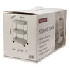 STORAGE RACK 3 SHELF WHITE WITH SWIVEL WHEELS PP PLASTIC AND STAINLESS STEEL, (640X220X400MM)
