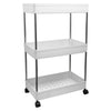 STORAGE RACK 3 SHELF WHITE ON SWIVEL WHEELS PP PLASTIC AND ST STEEL, 400X200MM