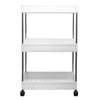 STORAGE RACK 3 SHELF WHITE ON SWIVEL WHEELS PP PLASTIC AND ST STEEL, 400X200MM