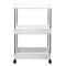 STORAGE RACK 3 SHELF WHITE WITH SWIVEL WHEELS PP PLASTIC AND STAINLESS STEEL,