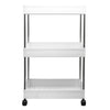 STORAGE RACK 3 SHELF WHITE WITH SWIVEL WHEELS PP PLASTIC AND STAINLESS STEEL,