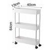 STORAGE RACK 3 SHELF WHITE WITH SWIVEL WHEELS PP PLASTIC AND STAINLESS STEEL, (640X220X400MM)