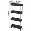 STORAGE RACK 4 SHELF BLACK WITH SWIVEL WHEELS PP AND STAINLESS STEEL, (890X220X400MM)