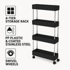 STORAGE RACK 4 SHELF BLACK ON SWIVEL WHEELS PP AND ST STEEL, 400X200MM