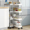 STORAGE RACK 4 SHELF BLACK WITH SWIVEL WHEELS PP AND STAINLESS STEEL, (890X220X400MM)