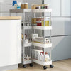 STORAGE RACK 4 SHELF BLACK WITH SWIVEL WHEELS PP AND STAINLESS STEEL, (890X220X400MM)