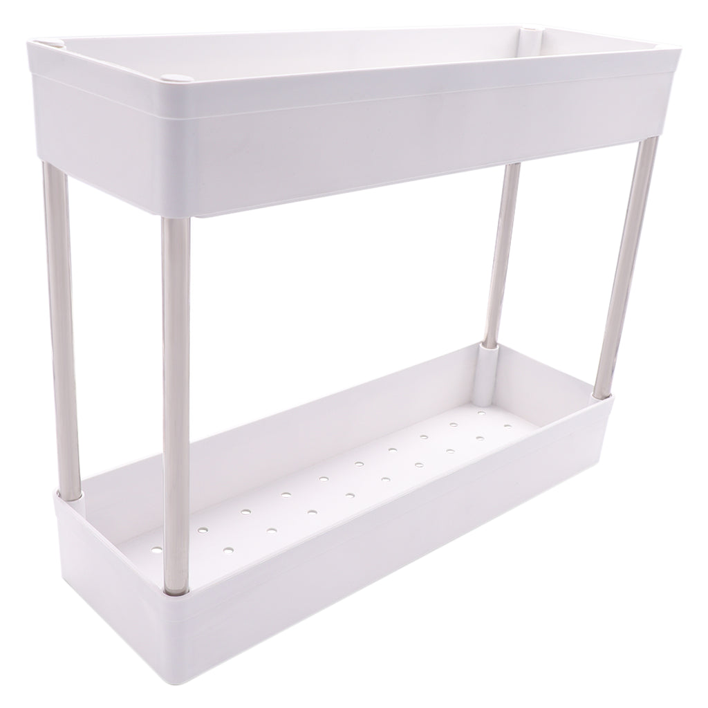 STORAGE RACK 2 SHELF WHITE PP PLASTIC AND STAINLESS STEEL,