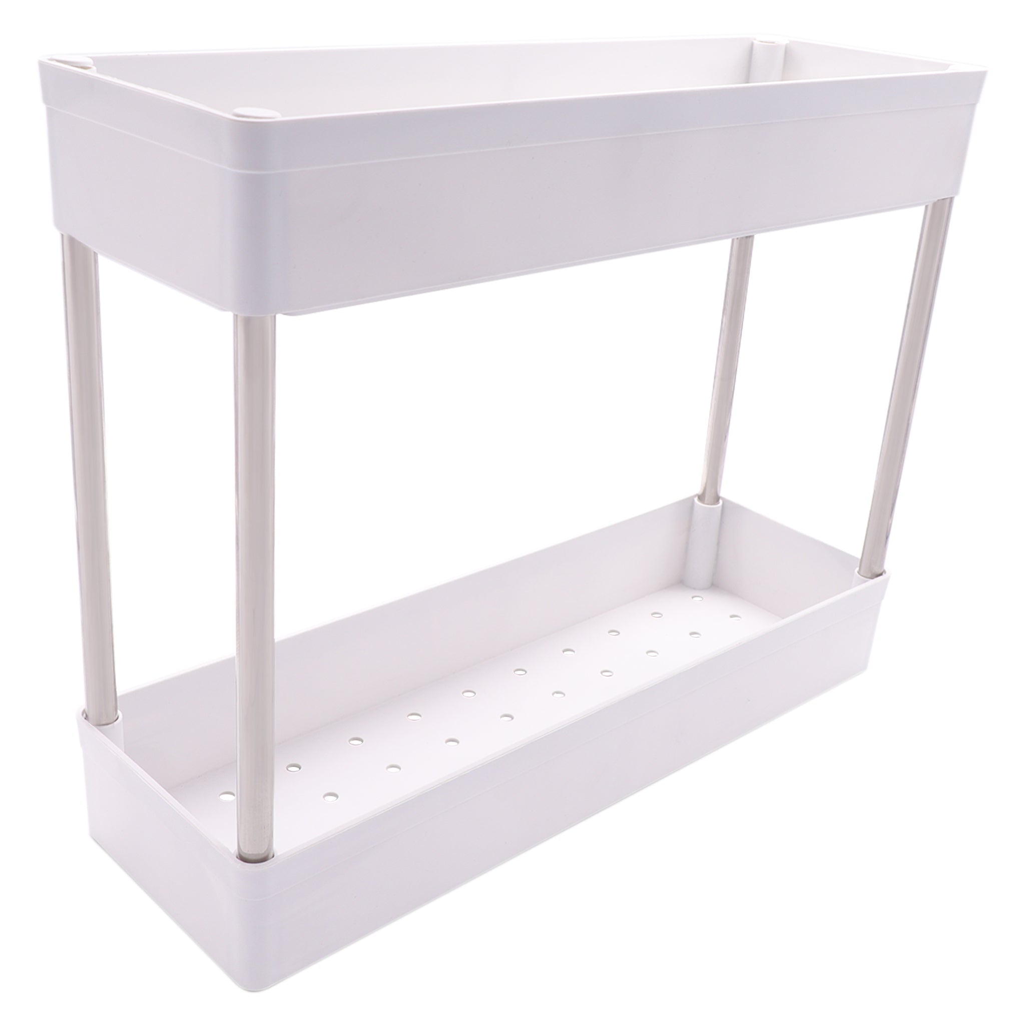 STORAGE RACK 2 SHELF WHITE PP PLASTIC AND STAINLESS STEEL,