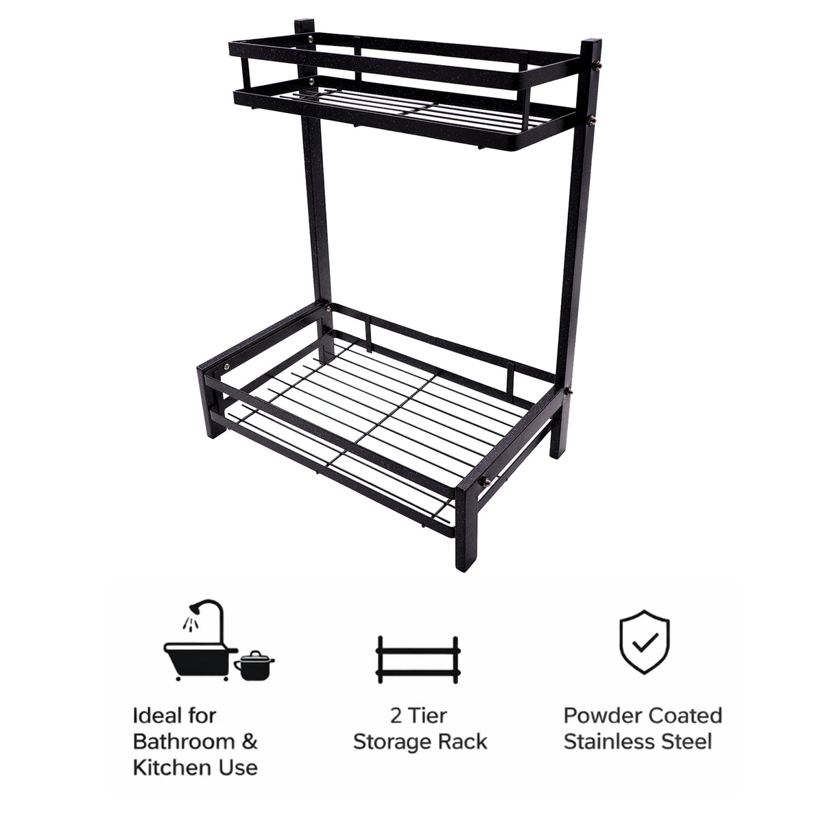 STORAGE RACK KITCHEN COUNTER BLACK, 320X195X400MM