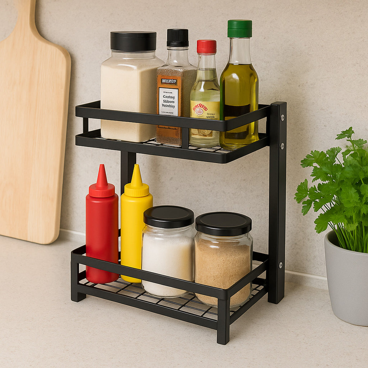 STORAGE RACK KITCHEN COUNTER BLACK, 320X195X400MM