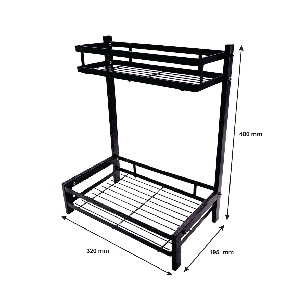 STORAGE RACK KITCHEN COUNTER BLACK, 320X195X400MM