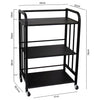 STORAGE RACK MULTI PURPOSE 3 SHELF BLACK P.C. METAL ON CASTERS, 500X320X760MM