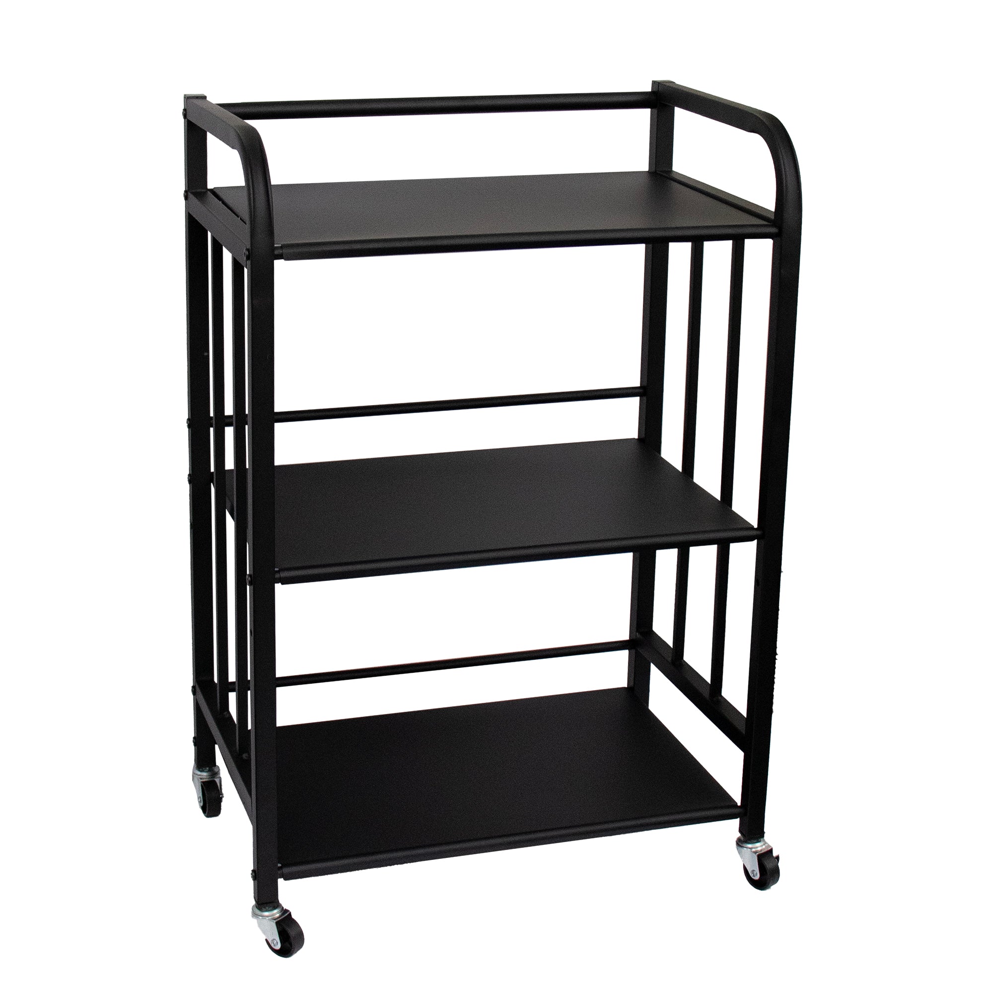 STORAGE RACK MULTI PURPOSE 3 SHELF BLACK P.C. METAL ON CASTERS, 500X320X760MM
