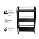 STORAGE RACK MULTI PURPOSE 3 SHELF BLACK P.C. METAL ON CASTERS, 500X320X760MM