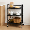 STORAGE RACK MULTI PURPOSE 3 SHELF BLACK P.C. METAL ON CASTERS, 500X320X760MM