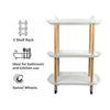 STORAGE RACK 3 SHELF WHITE PLASTIC AND WOOD ON CASTERS, 575X360MM