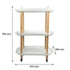 STORAGE RACK 3 SHELF WHITE PLASTIC AND WOOD ON CASTERS, 575X360MM