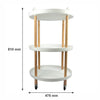 STORAGE RACK ROUND 3 SHELF WHITE PLASTIC AND WOOD ON CASTERS, 810X475MM DIA