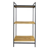 MULTI PURPOSE STORAGE RACK 3 BAMBOO SHELVES ON BLACK METAL FRAME, 415X330MM