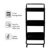 STORAGE RACK 3 PLASTIC SHELVES ON METAL FRAME BLACK ON CASTERS, 405X390MM