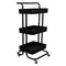 STORAGE RACK 3 PLASTIC SHELVES ON METAL FRAME BLACK/WHITE/GREY ON CASTERS