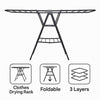 CLOTHES DRYING RACK 3 LAYER FOLDABLE GREY, 1600X450MM