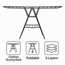 CLOTHES DRYING RACK 3 LAYER FOLDABLE GREY, 1600X450MM