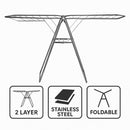 CLOTHES DRYING RACK 2 LAYER FOLDABLE STAINLESS STEEL, 1500X585MM