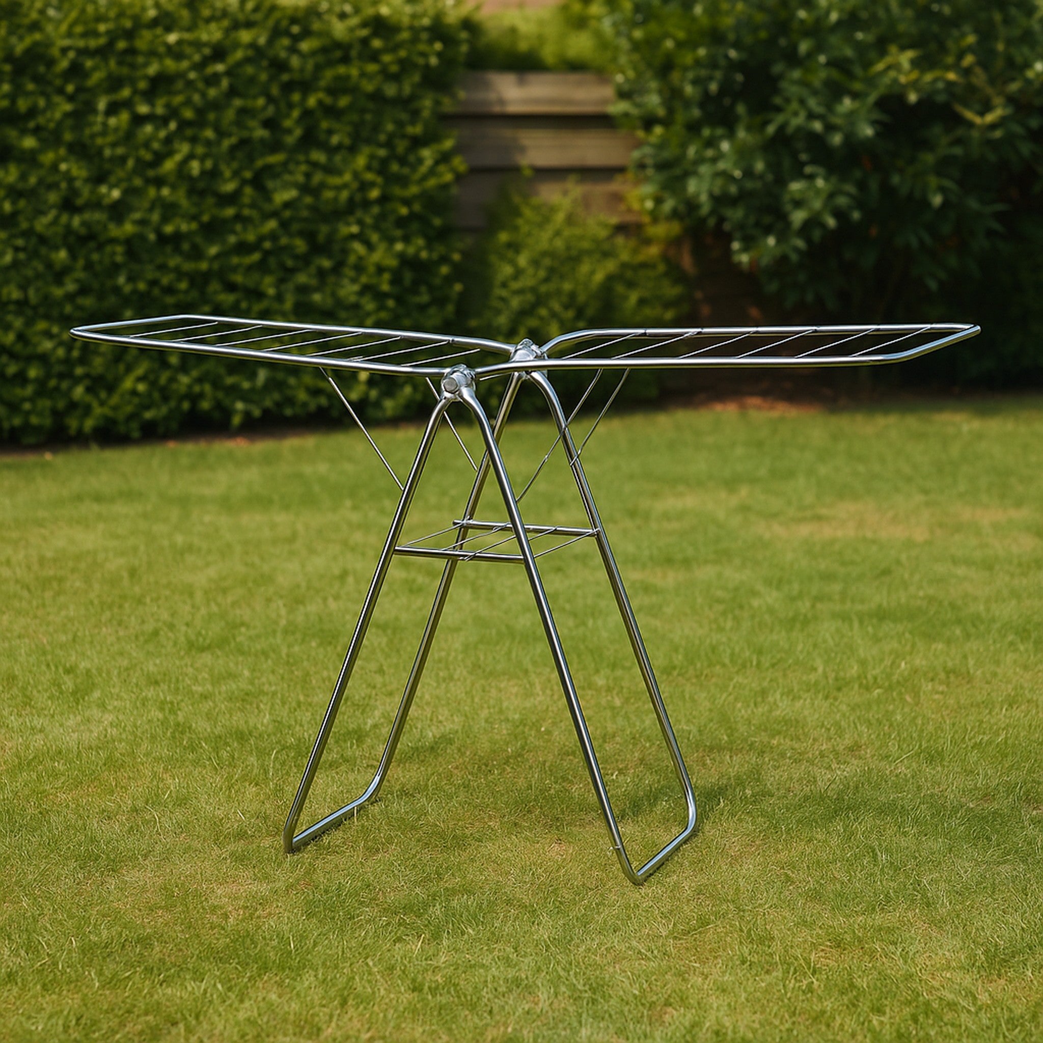 CLOTHES DRYING RACK 2 LAYER FOLDABLE STAINLESS STEEL, 1500X585MM