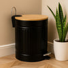 REGENT DUSTBIN STAINLESS STEEL BLACK WITH BAMBOO LID, 5L