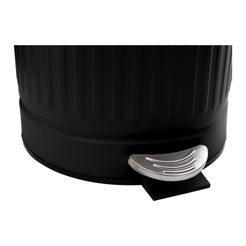 REGENT DUSTBIN STAINLESS STEEL BLACK WITH BAMBOO LID, 5L