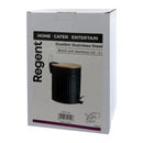 REGENT DUSTBIN STAINLESS STEEL BLACK WITH BAMBOO LID, 5L