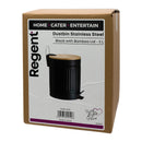 REGENT DUSTBIN STAINLESS STEEL BLACK WITH BAMBOO LID, 5L