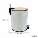 REGENT DUSTBIN STAINLESS STEEL WHITE WITH BAMBOO LID, 5L