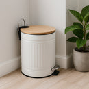 REGENT DUSTBIN STAINLESS STEEL WHITE WITH BAMBOO LID, 5L