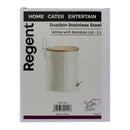 REGENT DUSTBIN STAINLESS STEEL WHITE WITH BAMBOO LID, 5L