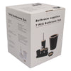 BATHROOM ASST. BLACK/WHITE 7PCE PLASTIC SET WITH BAMBOO LIDS , (205X205X250MM)
