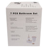 BATHROOM SET WHITE PLASTIC WITH BAMBOO LID 7PC