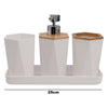 BATHROOM SET WHITE PLASTIC WITH BAMBOO LID 7PC