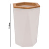 BATHROOM SET WHITE PLASTIC WITH BAMBOO LID 7PC